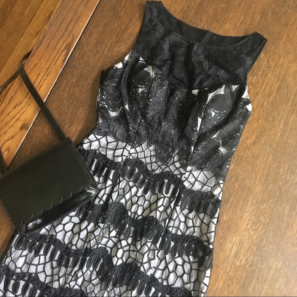 Sue Wong Black and Silver Cocktail Dress